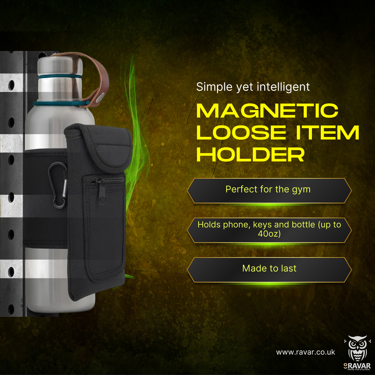 Magnetic Neoprene Water Bottle Sleeve - Gym & Outdoor Essential - Ravar