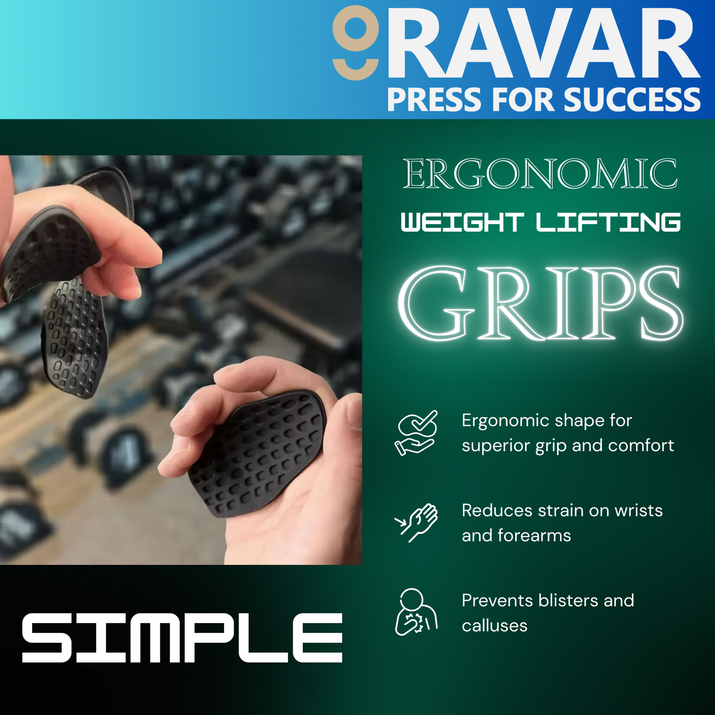 Ergonomic Weight Lifting Hand Grips - Ravar