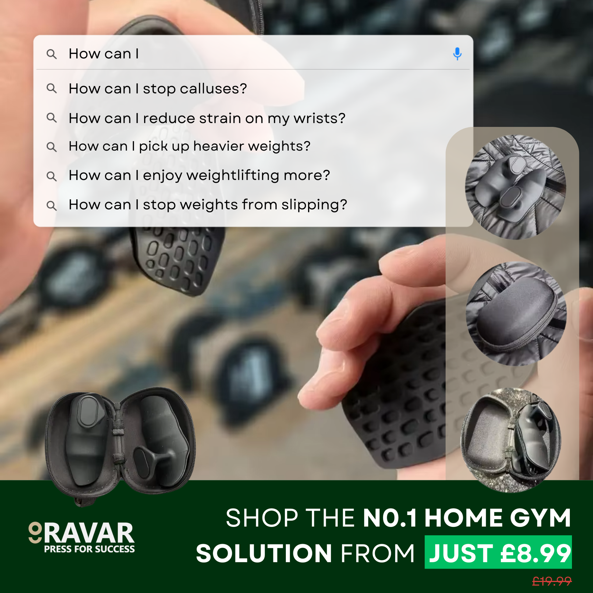 Ergonomic Weight Lifting Hand Grips - Ravar