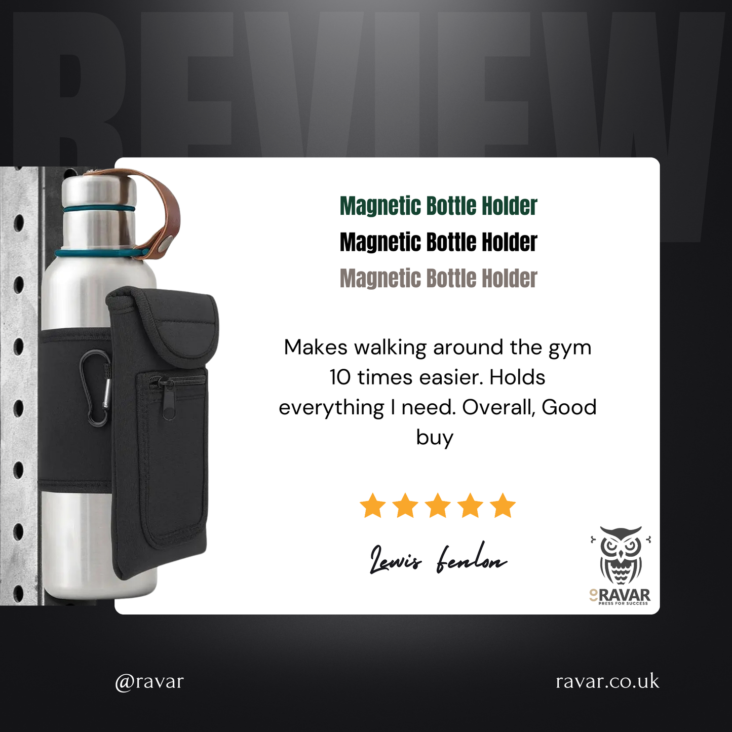 Magnetic Neoprene Water Bottle Sleeve - Gym & Outdoor Essential - Ravar