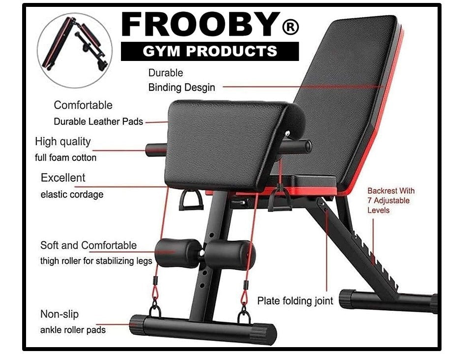 Foldable Gym Weight Bench 7 Incline Adjustable 36-8 - Ravar