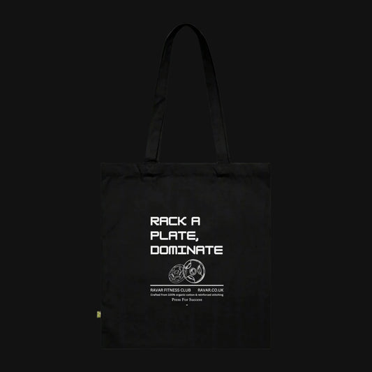 'Rack a Plate, Dominate' - Fitness Tote Bag - Ravar