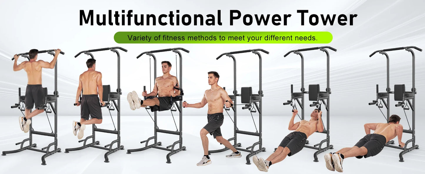 Power Tower Dip Station Pull Up Bar Multi Function Power Tower Push Up Workout Abdominal Exercise for Home Gym Strength Training