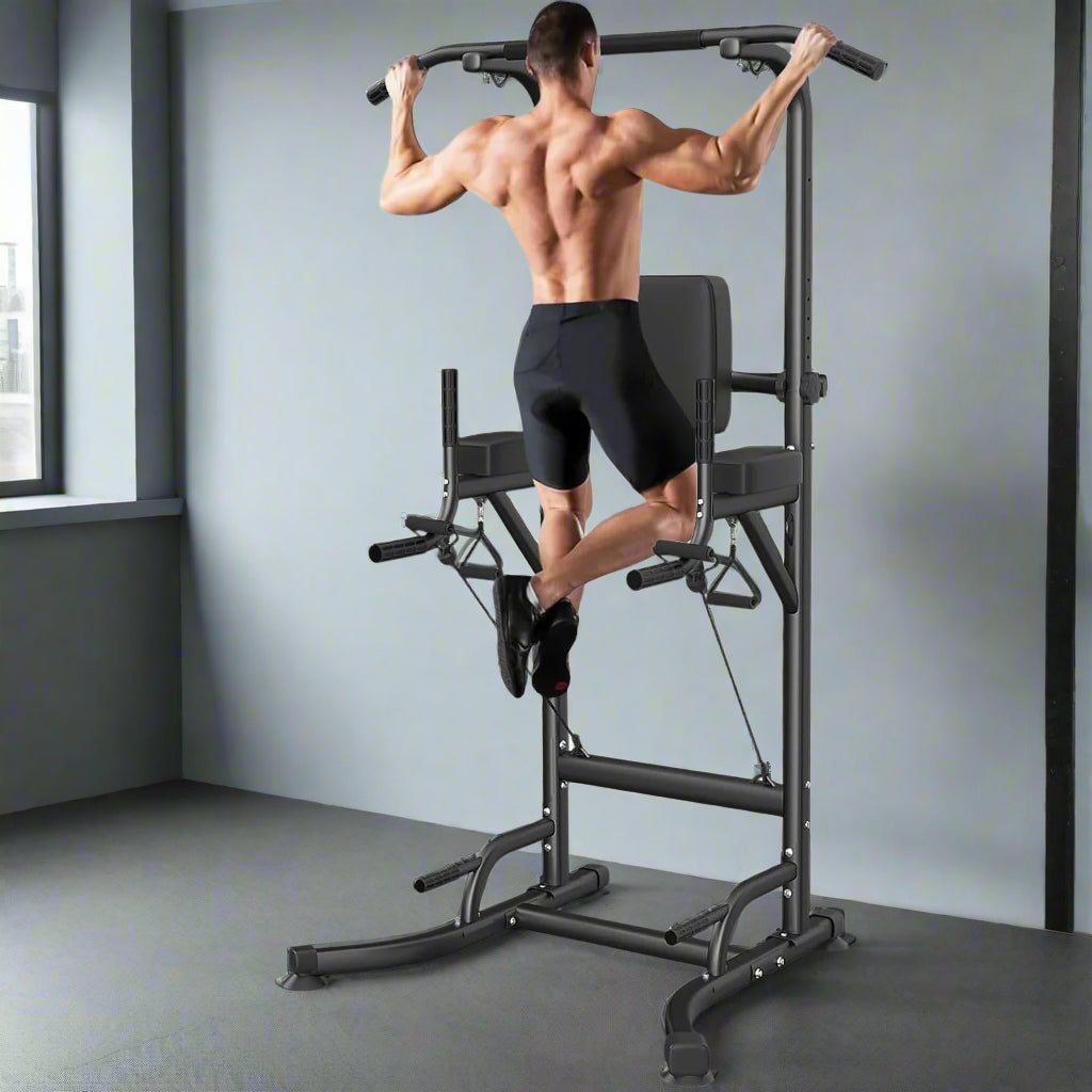 Power Tower Dip Station Pull Up Bar Multi Function Power Tower Push Up Workout Abdominal Exercise for Home Gym Strength Training