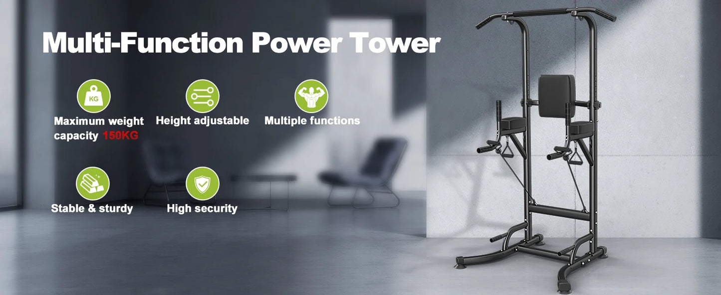 Power Tower Dip Station Pull Up Bar Multi Function Power Tower Push Up Workout Abdominal Exercise for Home Gym Strength Training