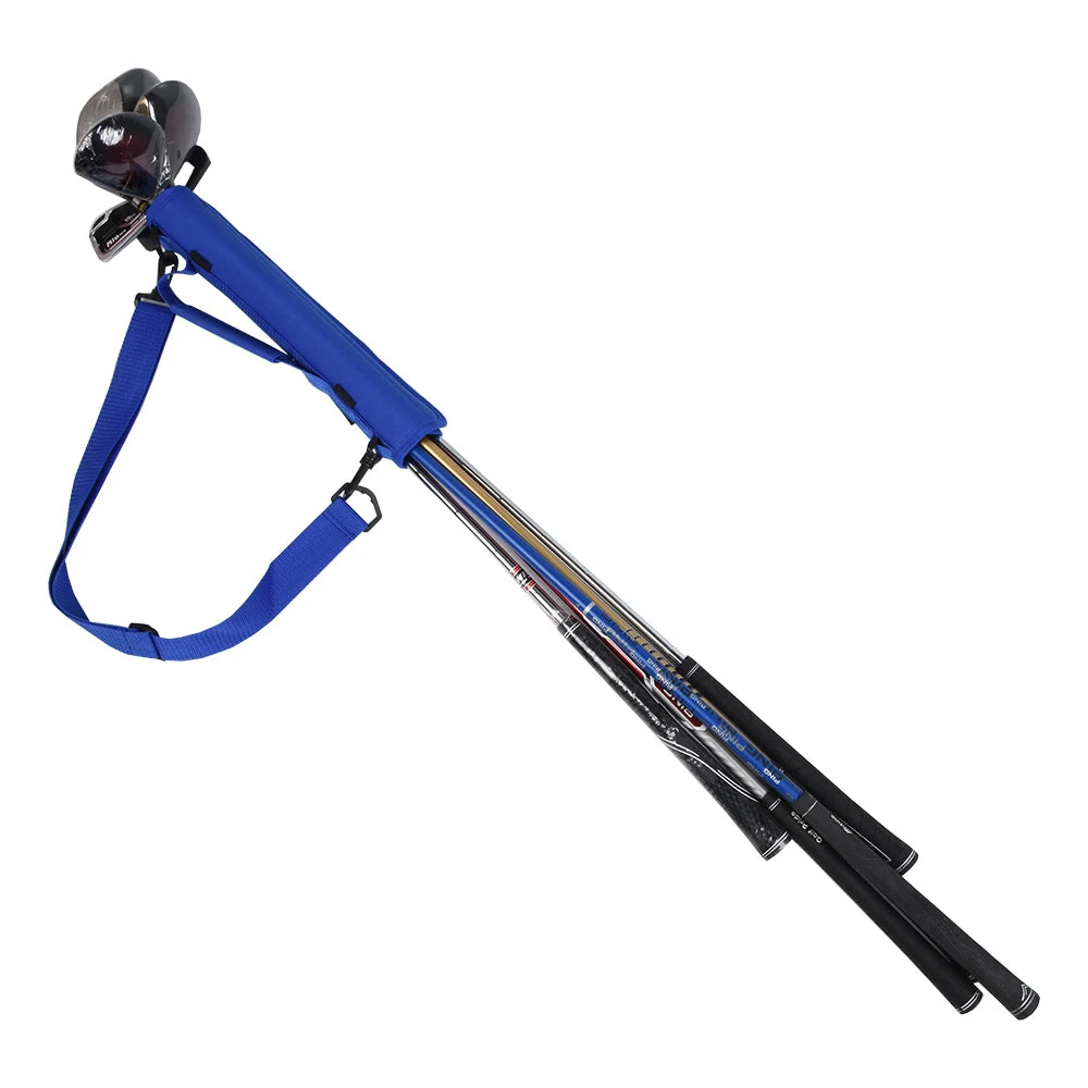 Blue and black fishing rod with reel on a white background