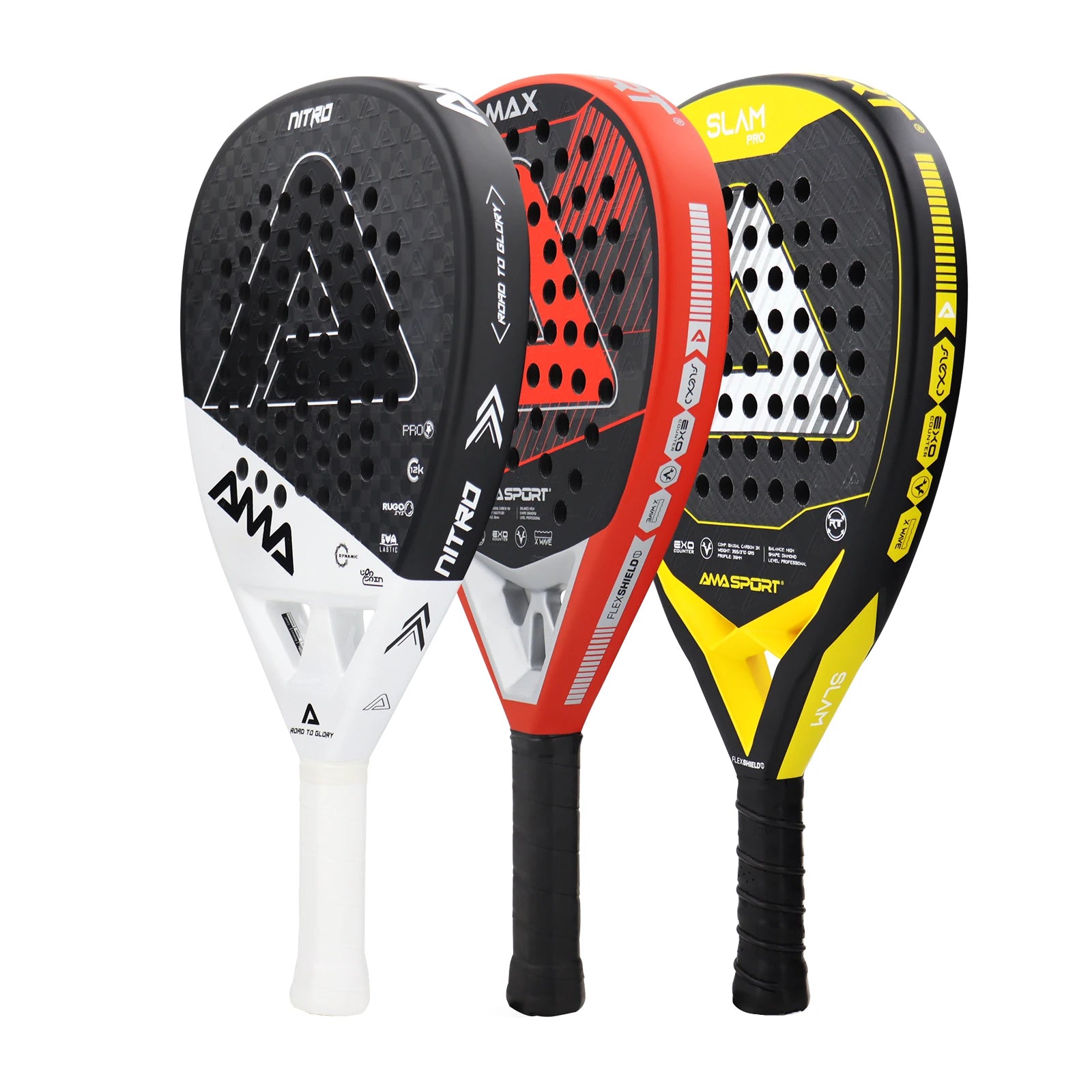 AMASPORT Padel Rackets 3K/12K/18K Carbon Fiber 3D Surface EVA Core High Balance Professional Paleta De Padel for Outdoor Sport - Ravar