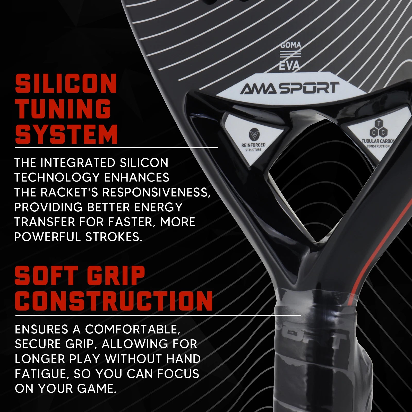 AMA Sport P42 Full Carbon Padel Racket – Rough Surface Power & Control Paddle - Ravar