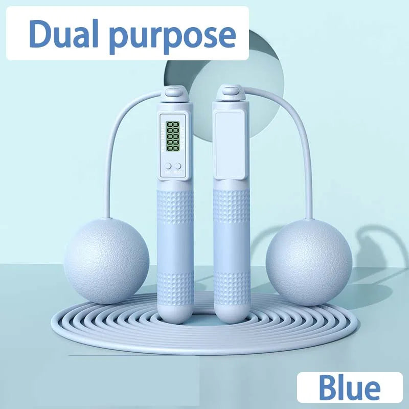 Cordless Weighted Jump Rope with Counter – Tangle-Free Fitness Skipping Rope (Blue) - Ravar