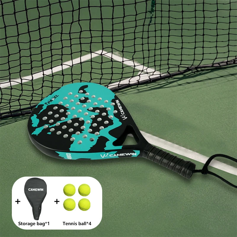 Camewin Carbon Fibre Padel Racket for Beginners – Lightweight Training Paddle with Green Design - Ravar