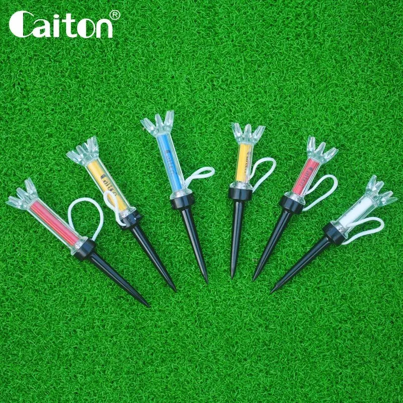 Caiton 5pcs Magnetic Golf Tee Set – 360° Impact Plastic Tees with Anti-Fly String for Training & Distance Improvement - Ravar