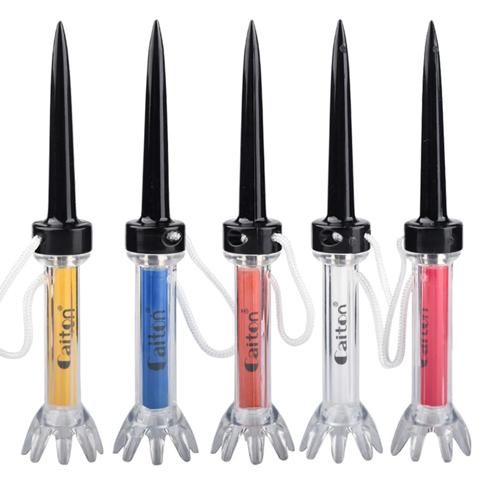 Caiton 5pcs Magnetic Golf Tee Set – 360° Impact Plastic Tees with Anti-Fly String for Training & Distance Improvement - Ravar