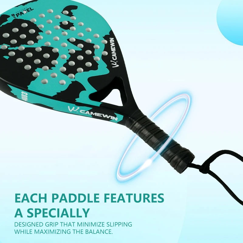 Camewin Carbon Fibre Padel Racket for Beginners – Lightweight Training Paddle with Green Design - Ravar