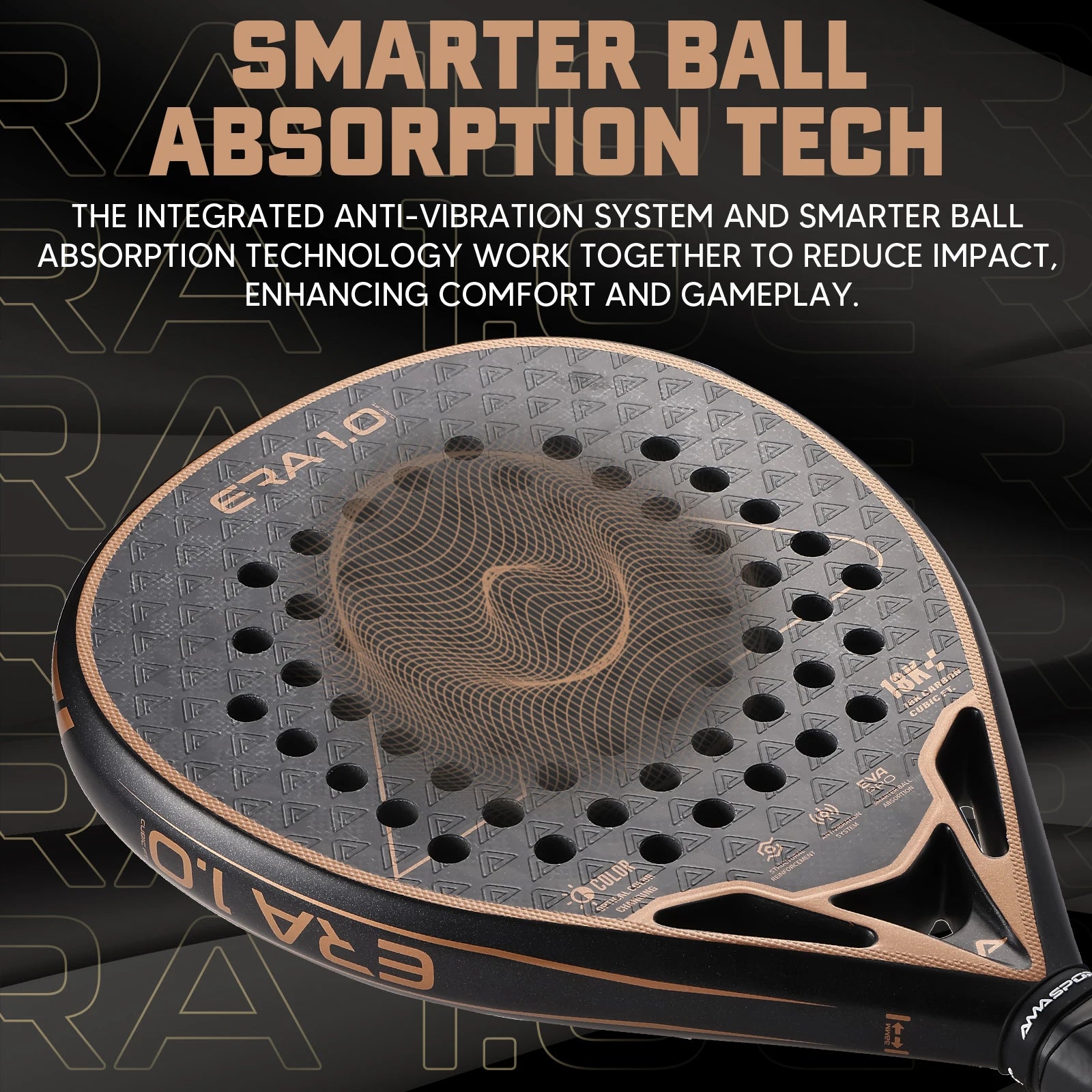 AMA Sport Era 1.0 Cubic 18K Carbon Padel Racket – Diamond Shape with 3D Spin Surface - Ravar