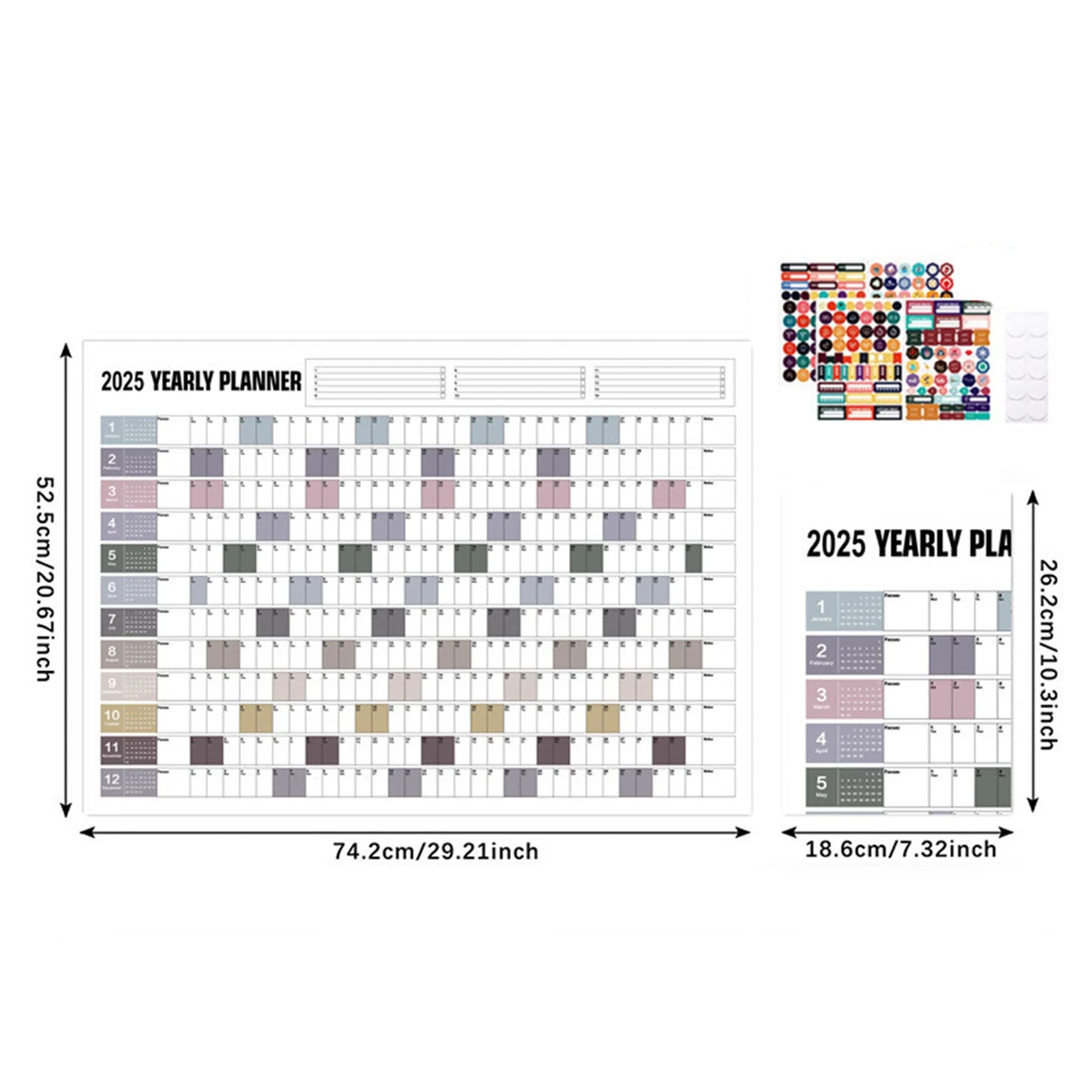 2025 Yearly Wall Calendar Annual Planner Home Decoration Desk Accessories Home Schedule Organizer 12 Months 365 Days Calendar - Ravar