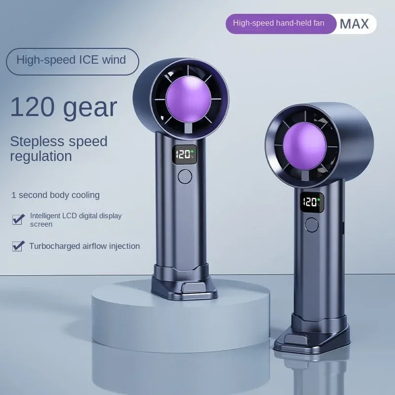 New Portable Handheld Turbo Fan Adjustable Mini Personal Fan Battery Operated Electric Eyelash Fan 120 Wind Speeds - Ravar