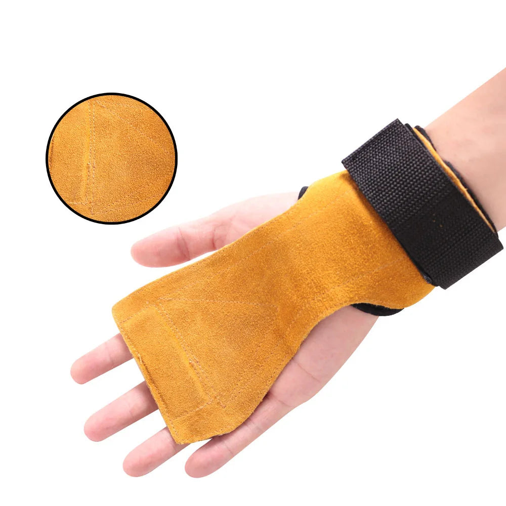 Gym Grips For Men Women Cowhide Palm Guards Weightlifting Fitness Workout Gloves Grips with Wrist Wraps Training Equipment - Ravar
