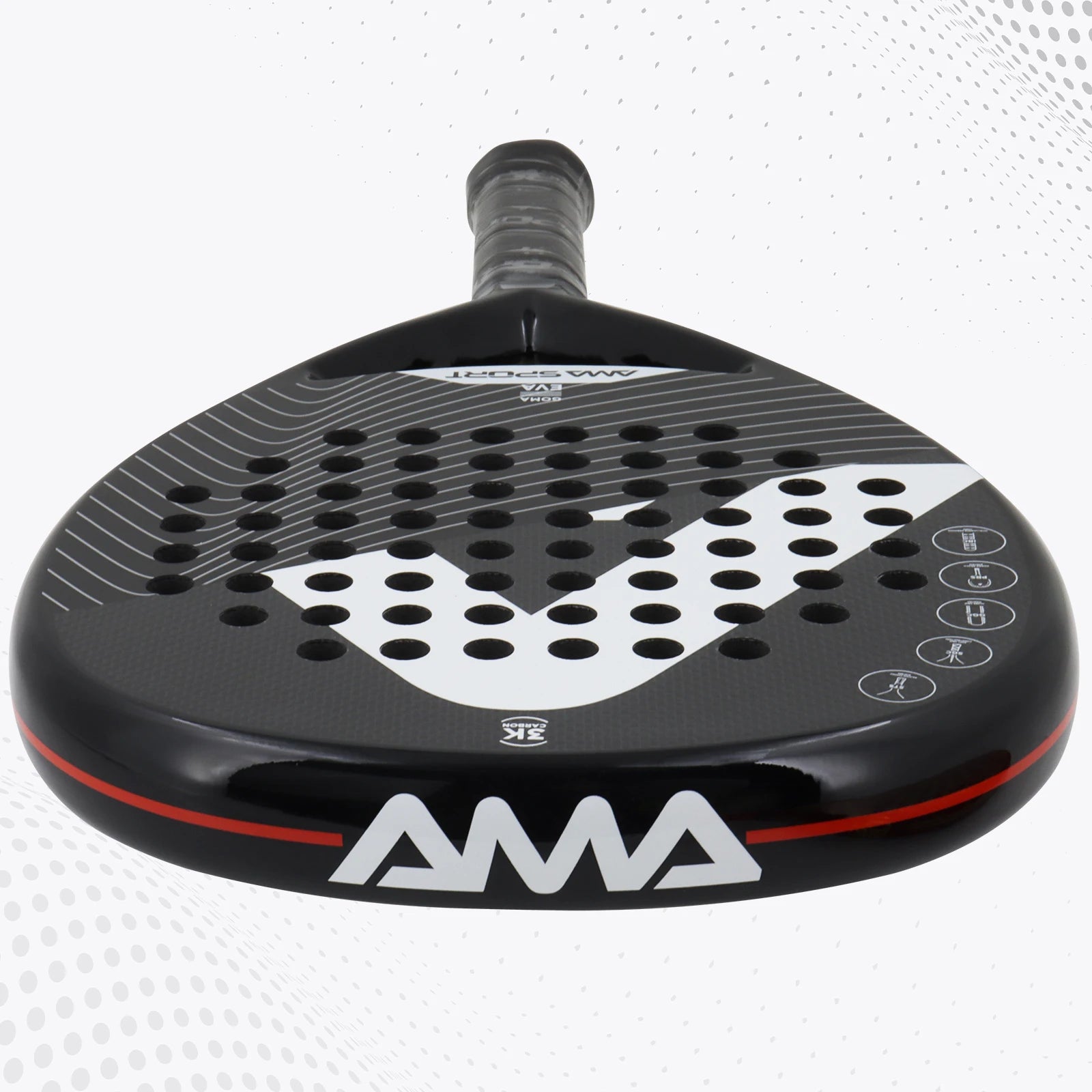 Black and white paddle with AMA branding on a white background