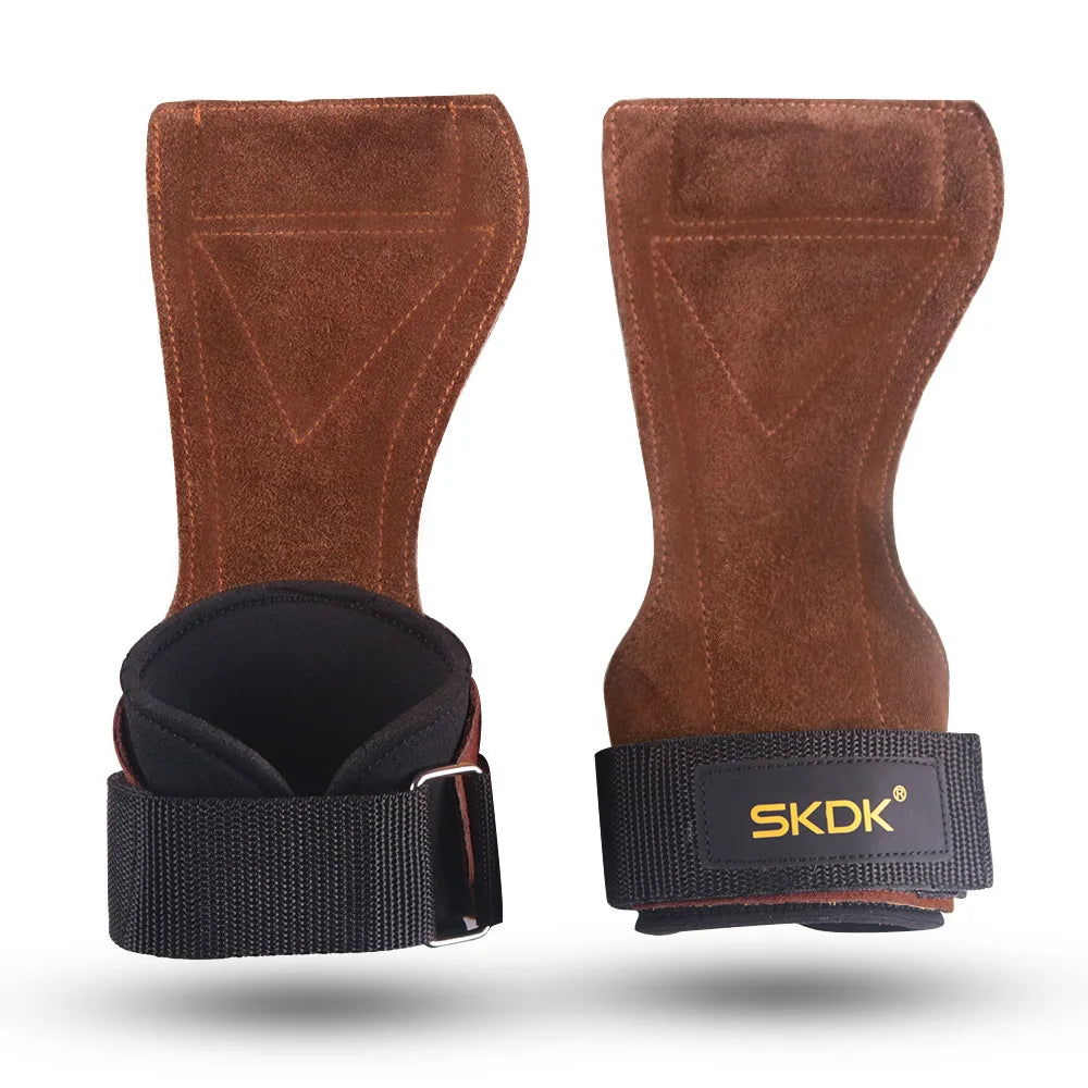 Gym Grips For Men Women Cowhide Palm Guards Weightlifting Fitness Workout Gloves Grips with Wrist Wraps Training Equipment - Ravar