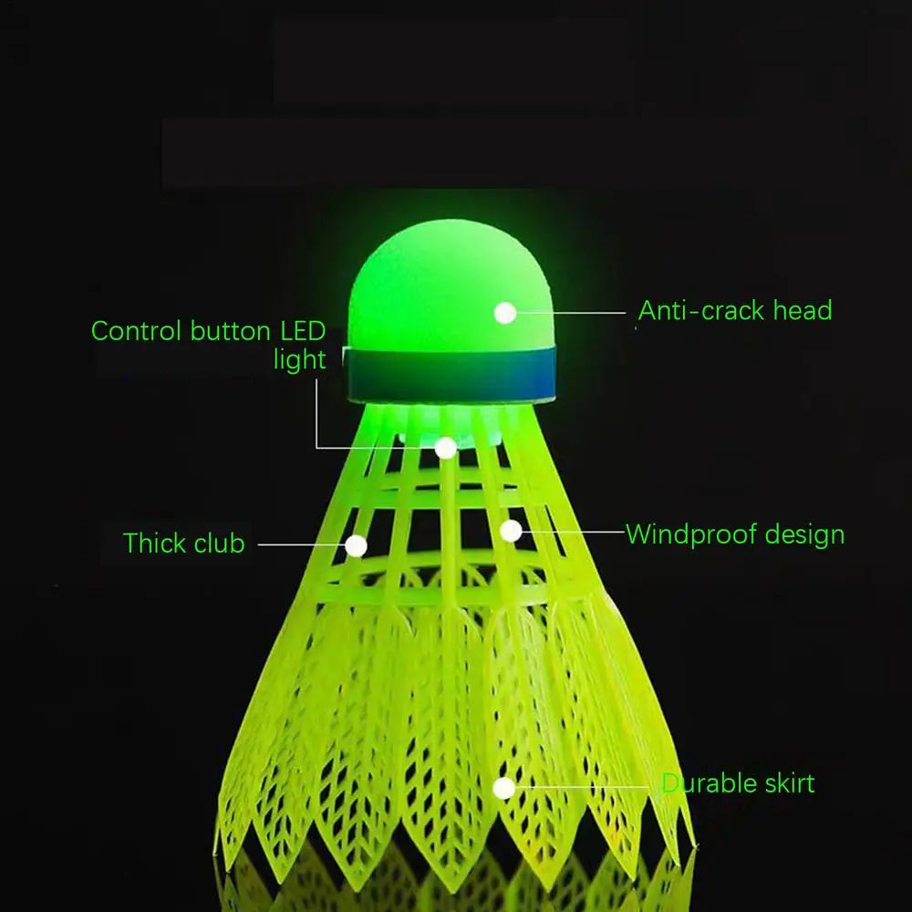 LED Glowing Badminton Shuttlecock Set (4-Pack) – Windproof, Durable, Night Play Ready - Ravar