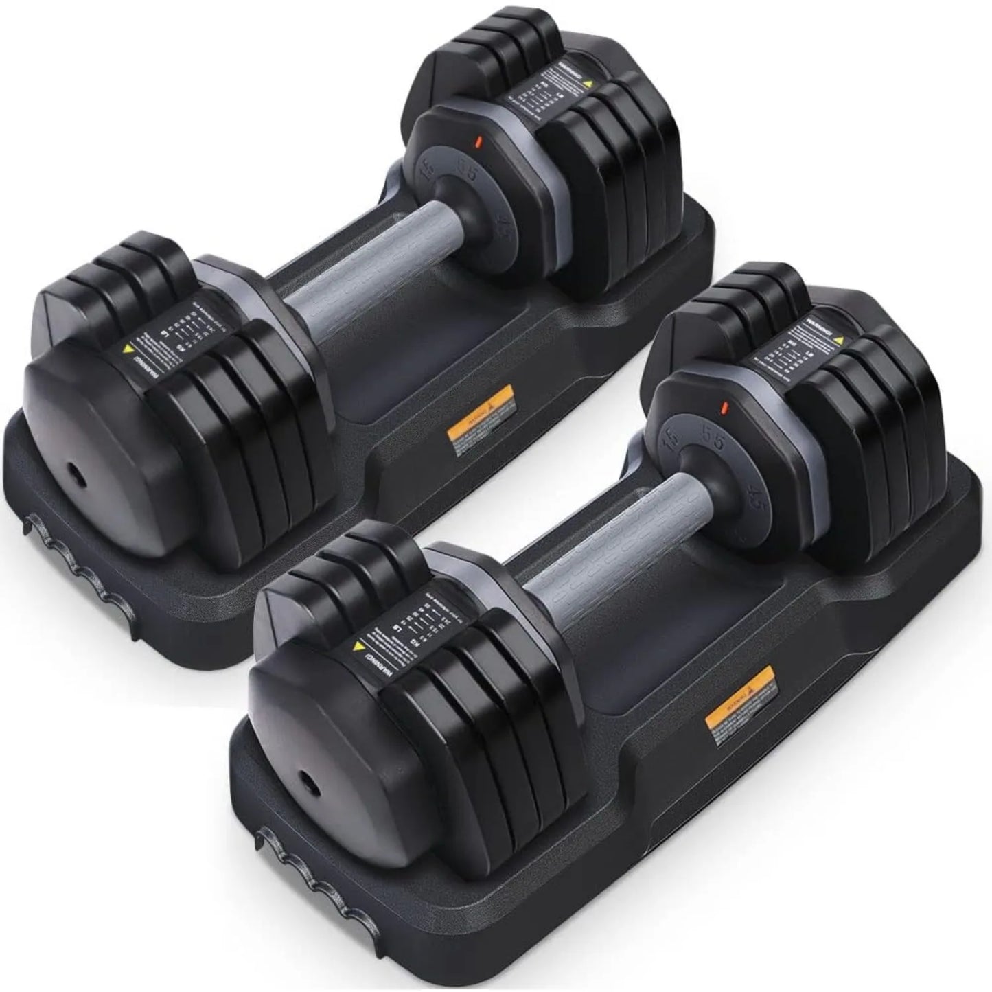 49KG Pair Adjustable Dumbbells, 24.5KG 5-in-1 Dumbbell Set with Anti-Slip Fast Adjust Turning Handle for Body Workout Fitness - Ravar
