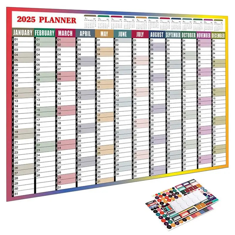 2025 Yearly Wall Calendar Annual Planner Home Decoration Desk Accessories Home Schedule Organizer 12 Months 365 Days Calendar - Ravar