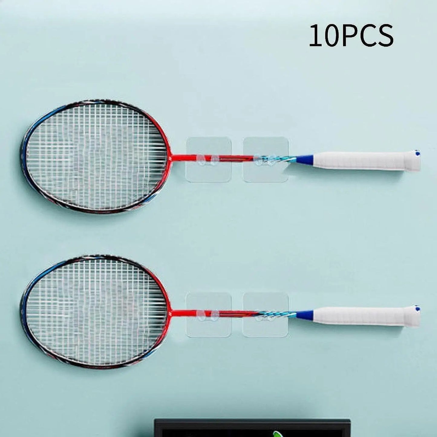 10-Pack Wall-Mounted Badminton Racket Hooks – No-Drill Storage Rack for Home, Garage, Gym - Ravar