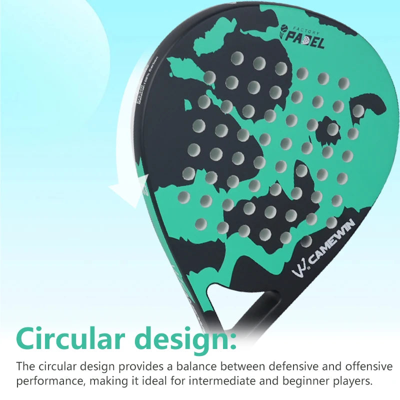 Camewin Carbon Fibre Padel Racket for Beginners – Lightweight Training Paddle with Green Design - Ravar