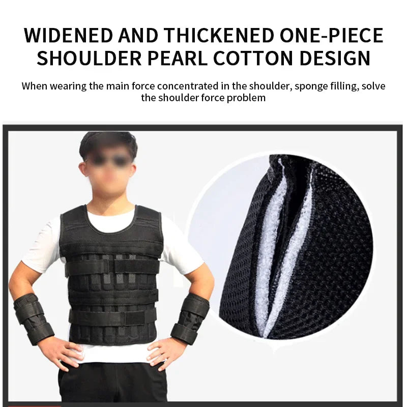 Adjustable Weighted Vest 15/35KG – Gym Fitness Training Jacket for Running & Workouts - Ravar