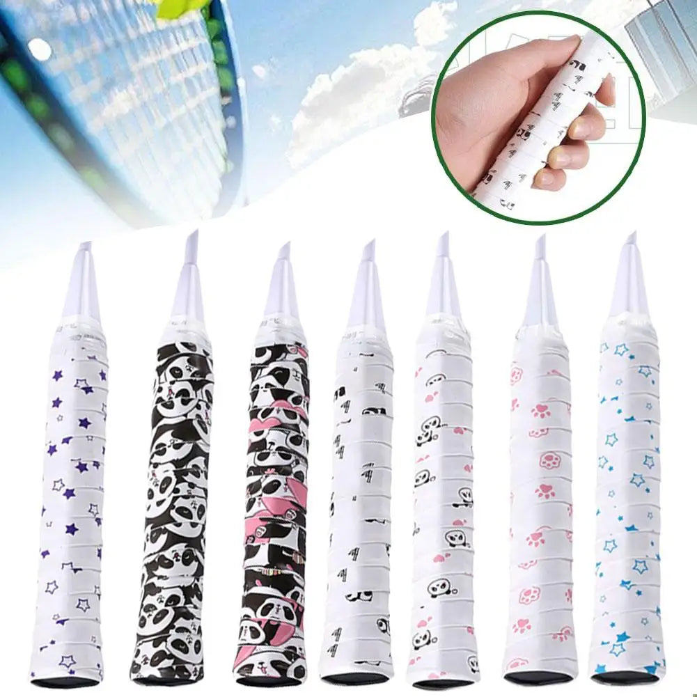 Cartoon Cat Paw/Panda Racket Grip – Sweat-Absorbent PU Handle for Badminton, Tennis & Fishing Rods - Ravar