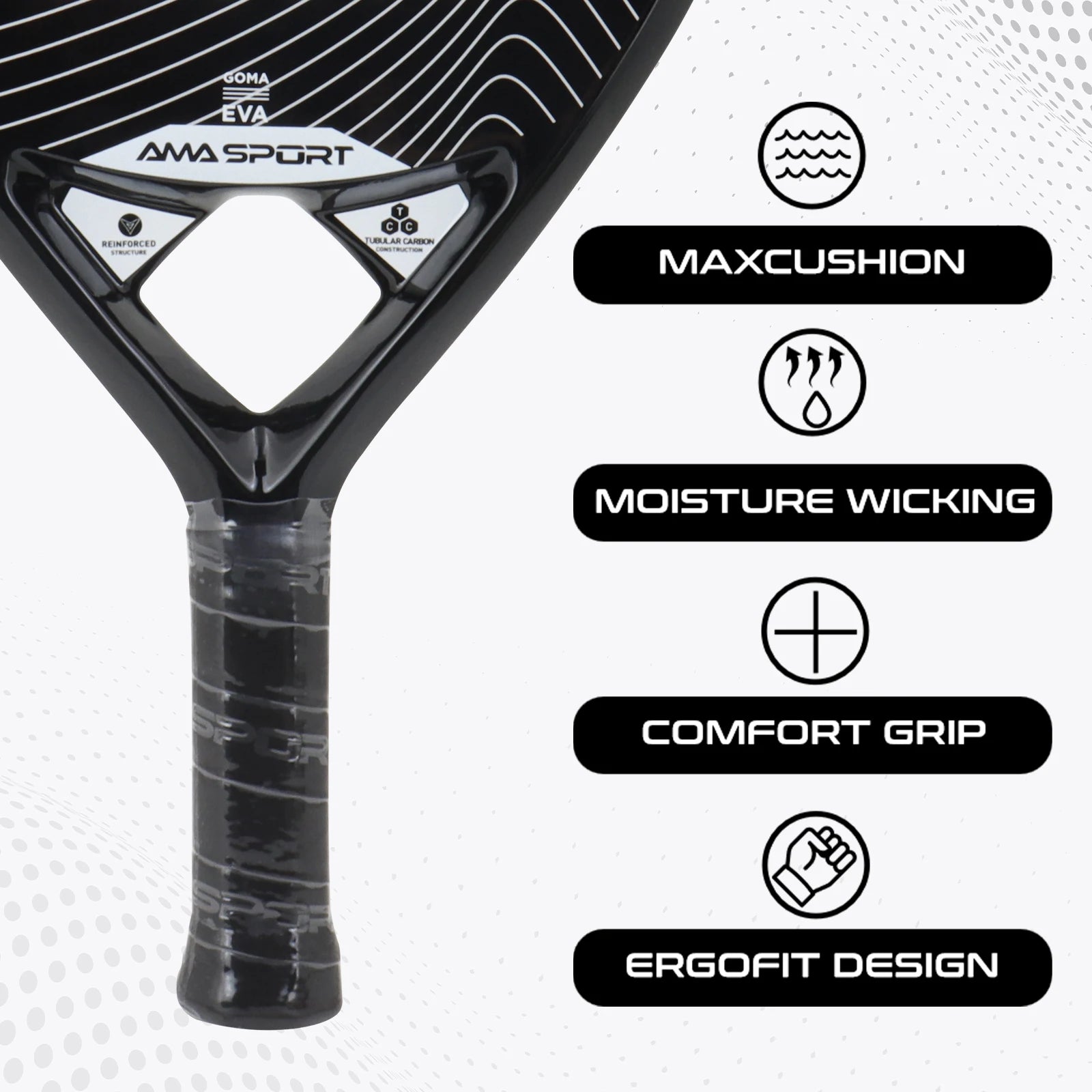 AMA Sport P42 Full Carbon Padel Racket – Rough Surface Power & Control Paddle - Ravar