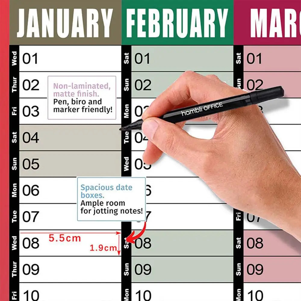 2025 Yearly Wall Calendar Annual Planner Home Decoration Desk Accessories Home Schedule Organizer 12 Months 365 Days Calendar - Ravar