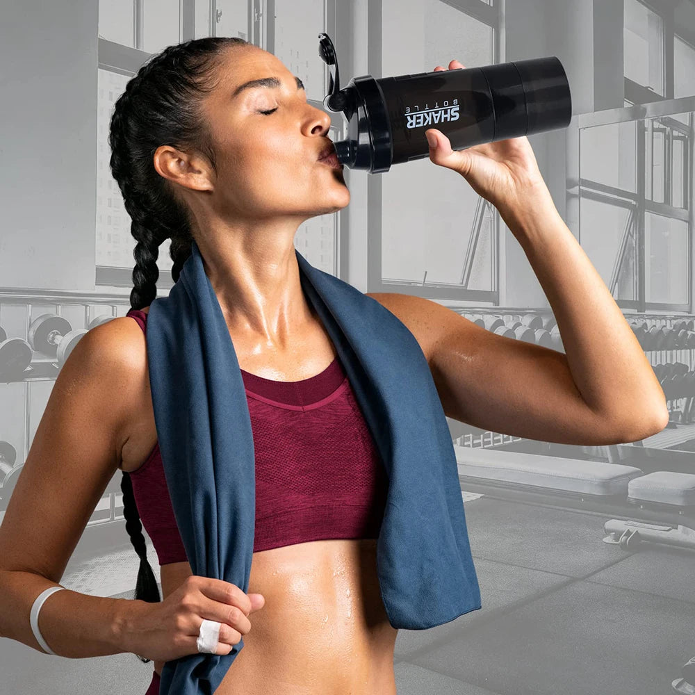 3-Layer Shaker Protein Bottle – The Ultimate Mixing Companion for Your Fitness Journey - Ravar