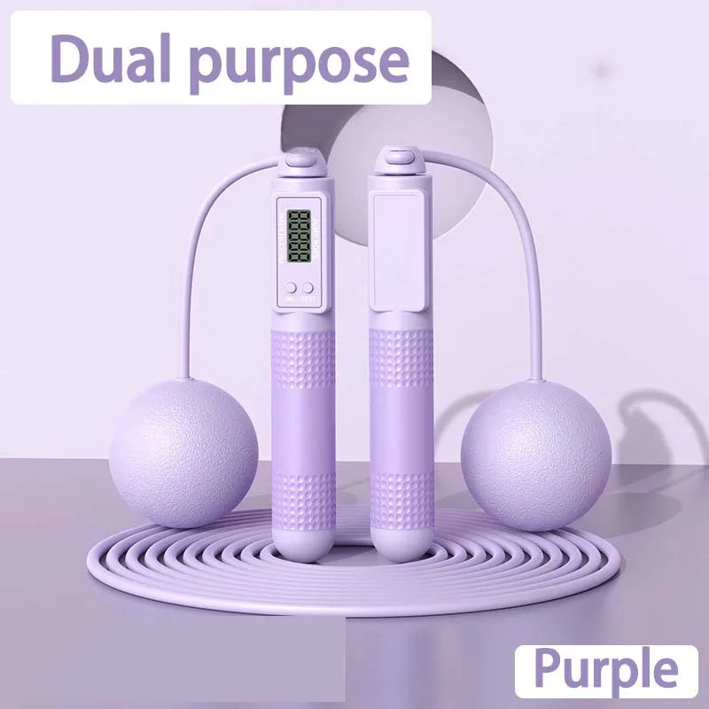 Cordless Weighted Jump Rope with Counter – Tangle-Free Fitness Skipping Rope (Blue) - Ravar