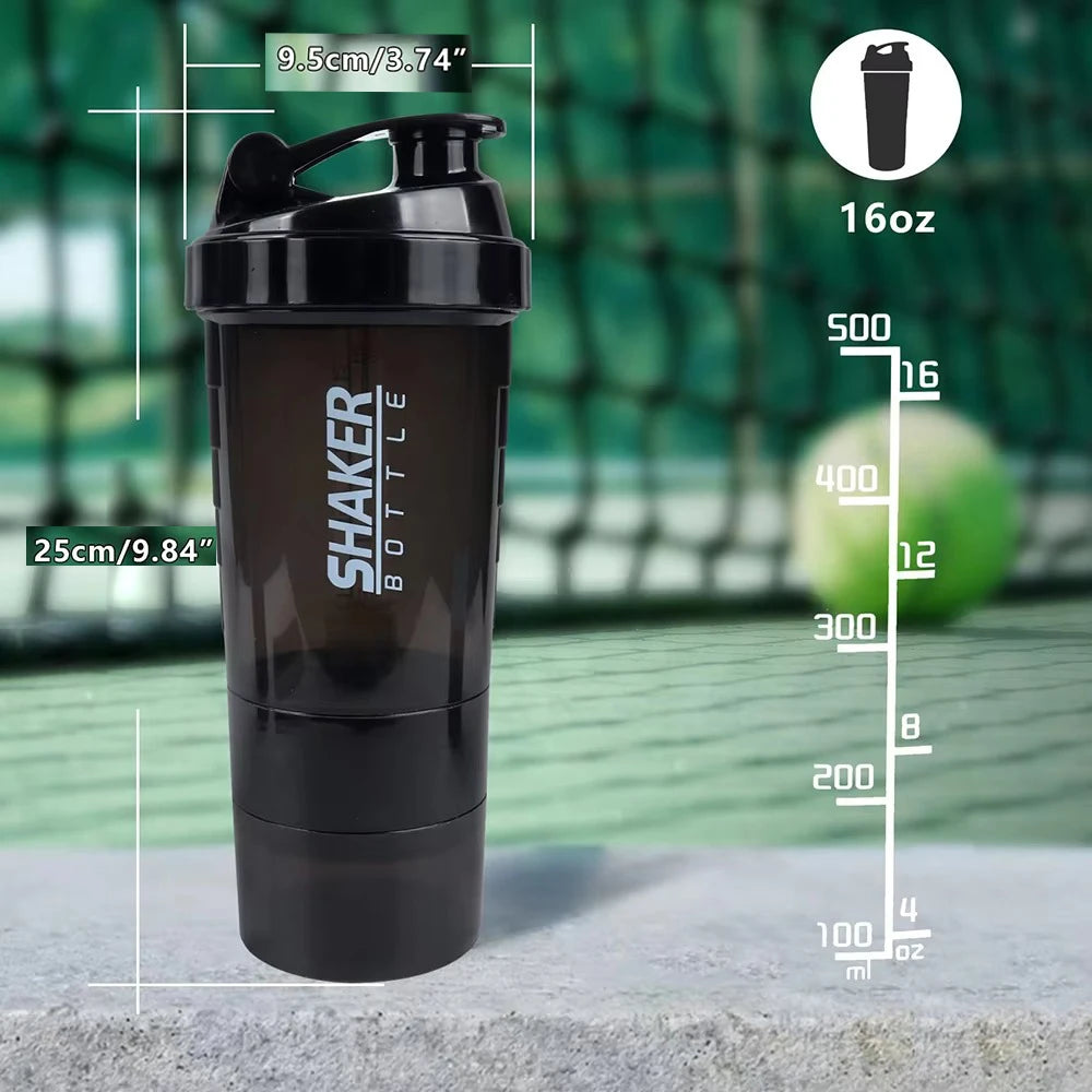 3-Layer Shaker Protein Bottle – The Ultimate Mixing Companion for Your Fitness Journey - Ravar