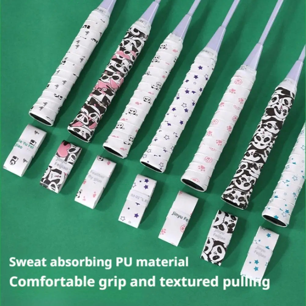 Cartoon Cat Paw/Panda Racket Grip – Sweat-Absorbent PU Handle for Badminton, Tennis & Fishing Rods - Ravar