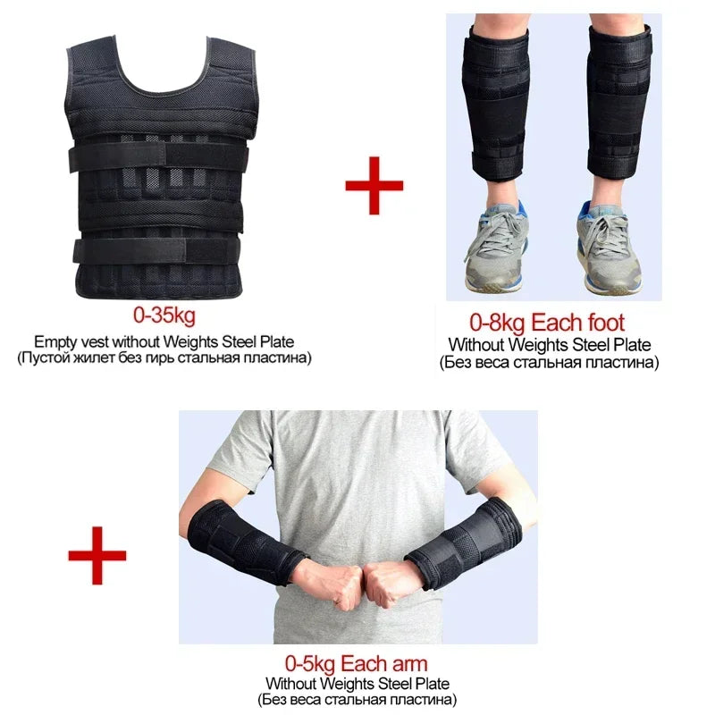 Adjustable Weighted Vest 15/35KG – Gym Fitness Training Jacket for Running & Workouts - Ravar