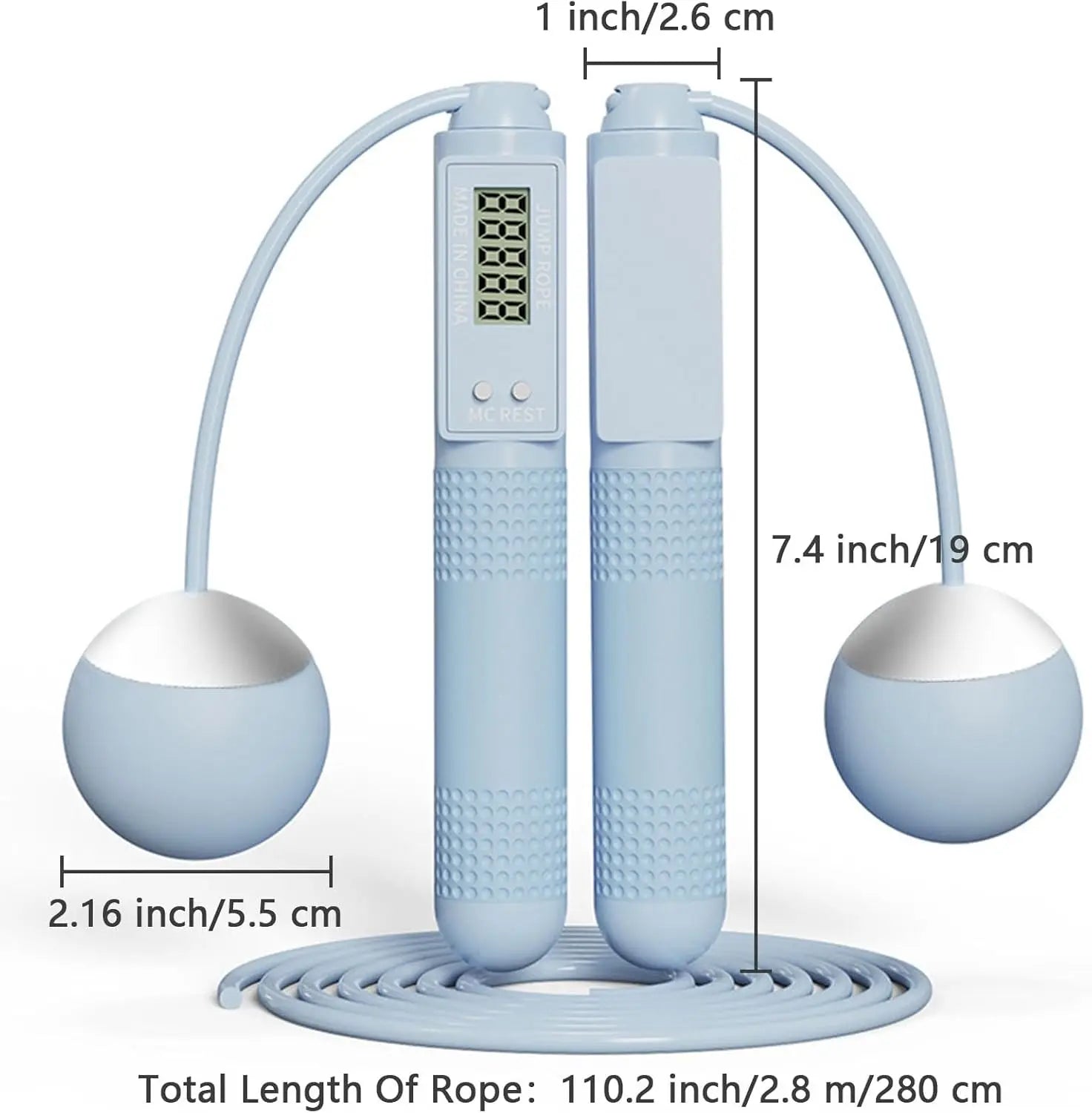 Cordless Weighted Jump Rope with Counter – Tangle-Free Fitness Skipping Rope (Blue) - Ravar