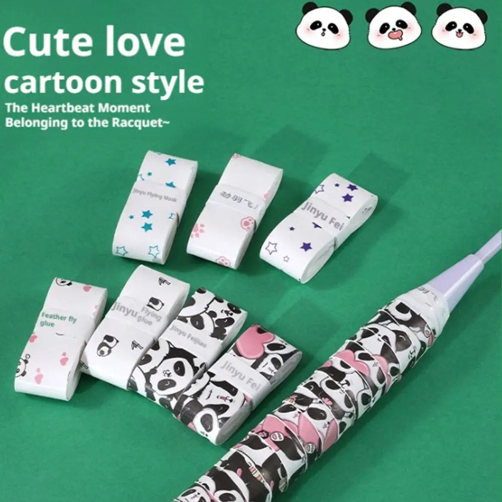 Cartoon Cat Paw/Panda Racket Grip – Sweat-Absorbent PU Handle for Badminton, Tennis & Fishing Rods - Ravar