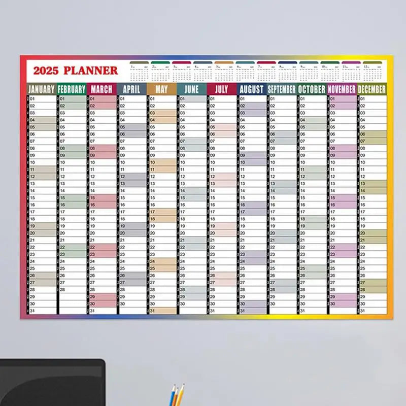 2025 Yearly Wall Calendar Annual Planner Home Decoration Desk Accessories Home Schedule Organizer 12 Months 365 Days Calendar - Ravar