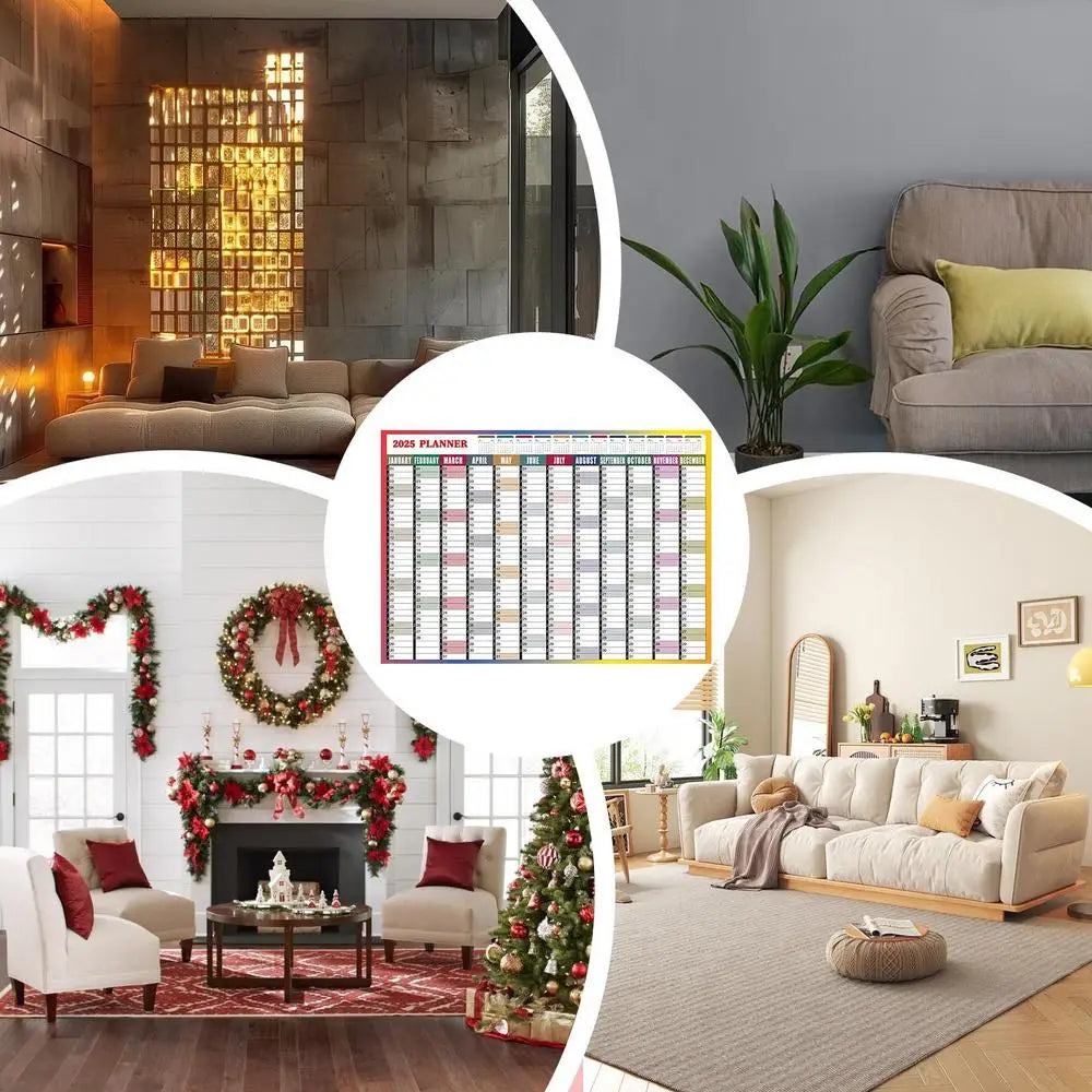 2025 Yearly Wall Calendar Annual Planner Home Decoration Desk Accessories Home Schedule Organizer 12 Months 365 Days Calendar - Ravar