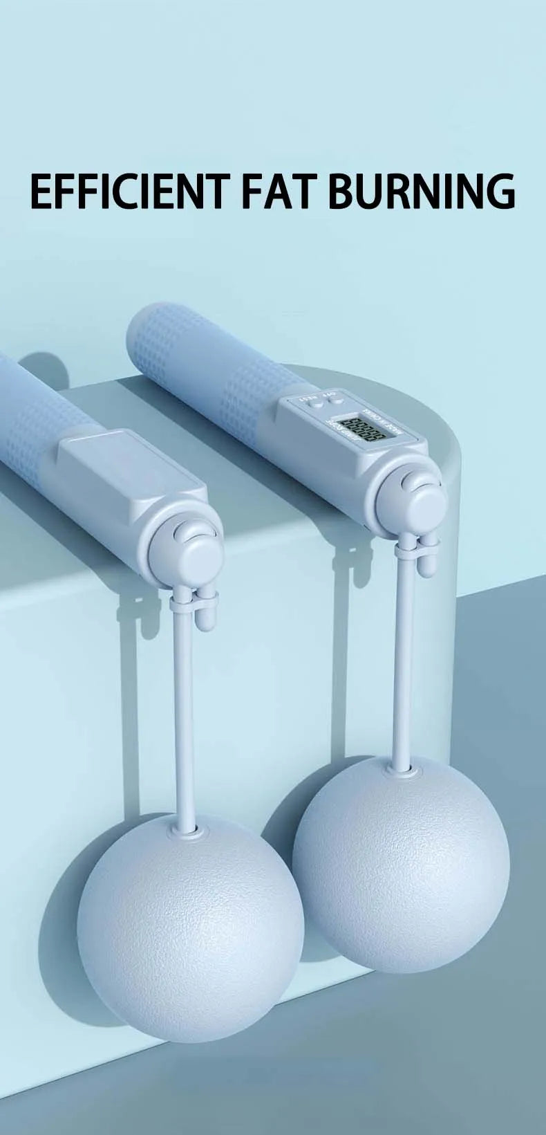 Cordless Weighted Jump Rope with Counter – Tangle-Free Fitness Skipping Rope (Blue) - Ravar