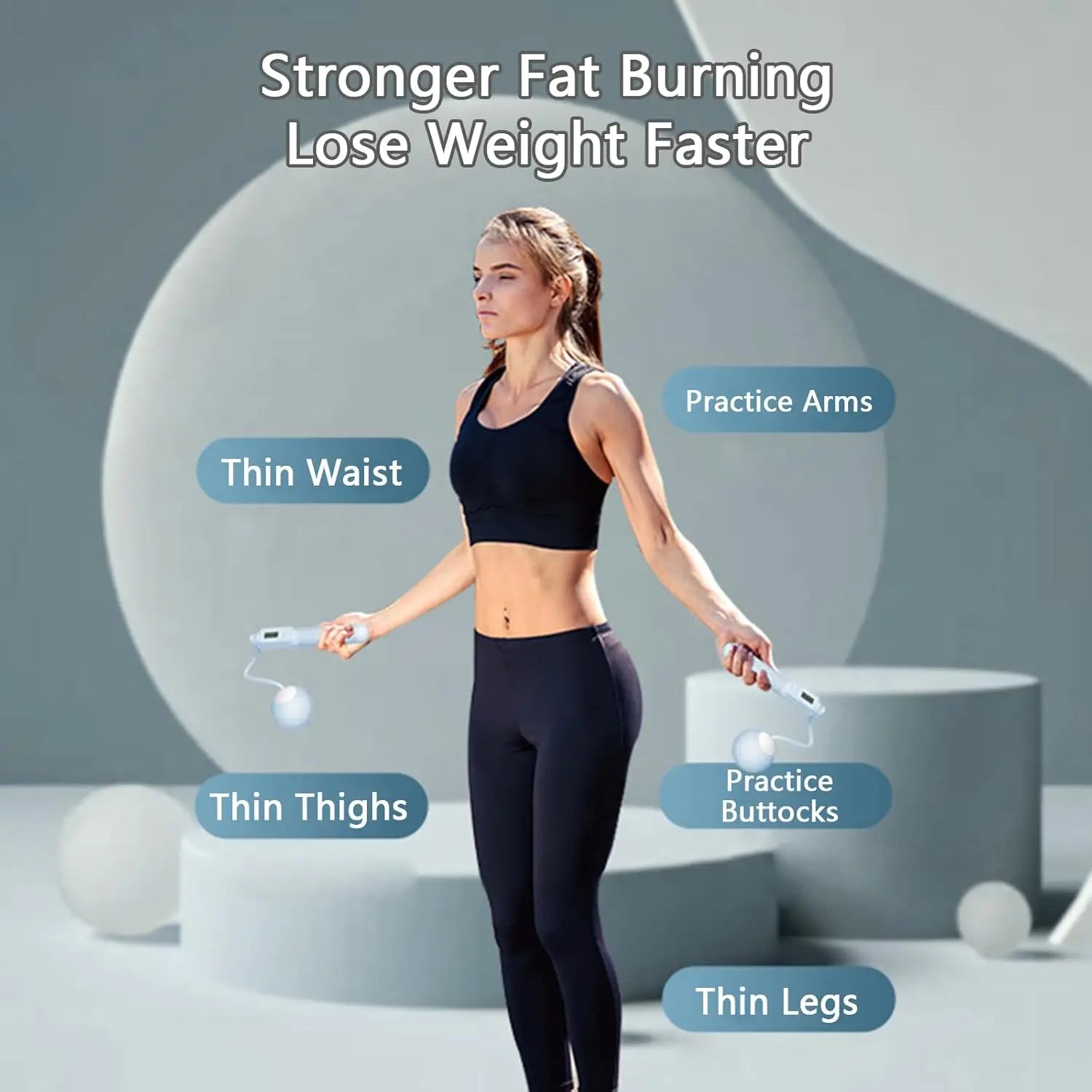 Cordless Weighted Jump Rope with Counter – Tangle-Free Fitness Skipping Rope (Blue) - Ravar