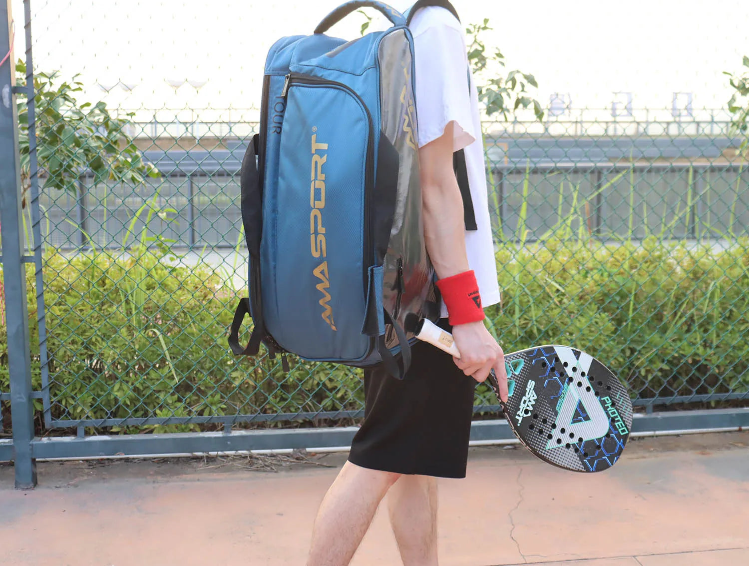 AMA Sport Waterproof Padel / Tennis Bag – Large 50L PU Backpack for Rackets & Gear - Ravar