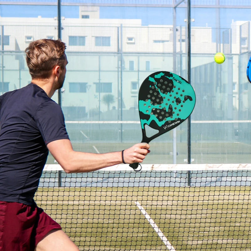 Camewin Carbon Fibre Padel Racket for Beginners – Lightweight Training Paddle with Green Design - Ravar