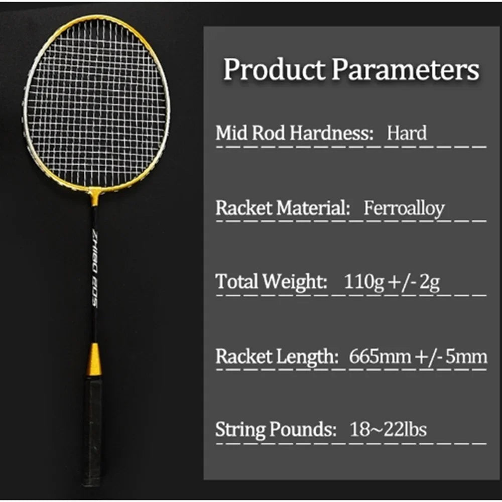 Beginner Badminton Racket Set – 2pcs Durable Alloy Rackets for Kids & Adults | Training & Leisure Play - Ravar