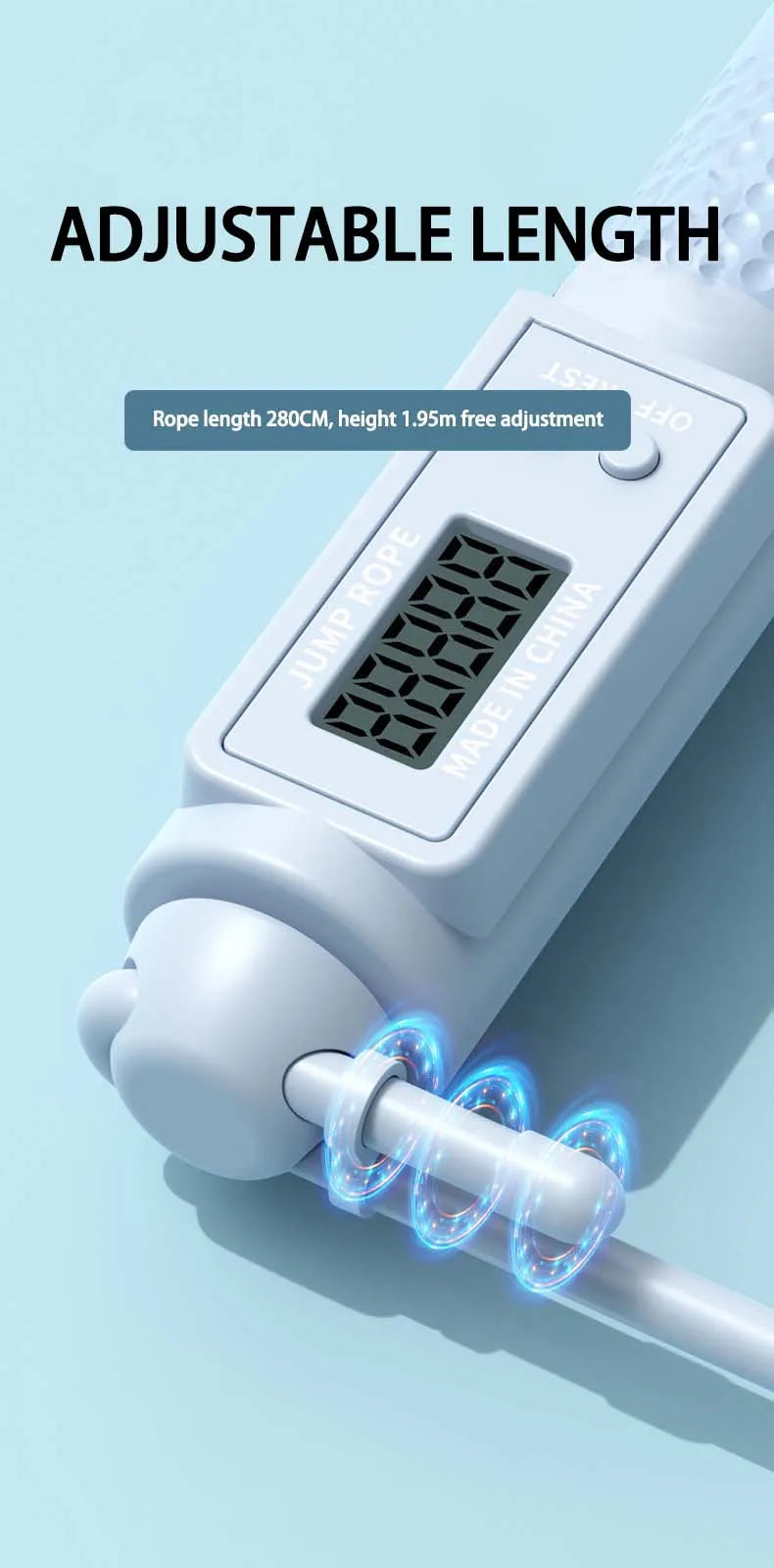 Cordless Weighted Jump Rope with Counter – Tangle-Free Fitness Skipping Rope (Blue) - Ravar