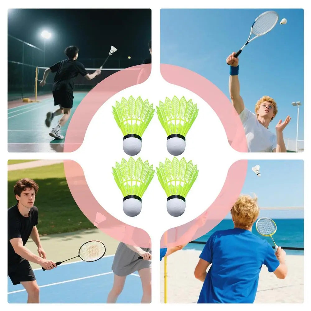 LED Glowing Badminton Shuttlecock Set (4-Pack) – Windproof, Durable, Night Play Ready - Ravar