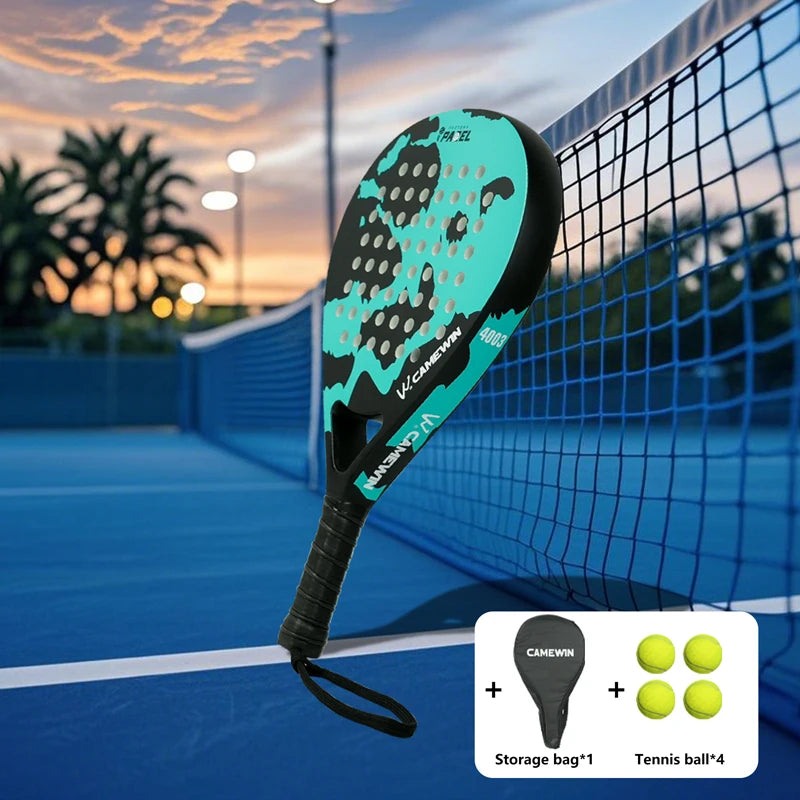 Camewin Carbon Fibre Padel Racket for Beginners – Lightweight Training Paddle with Green Design - Ravar
