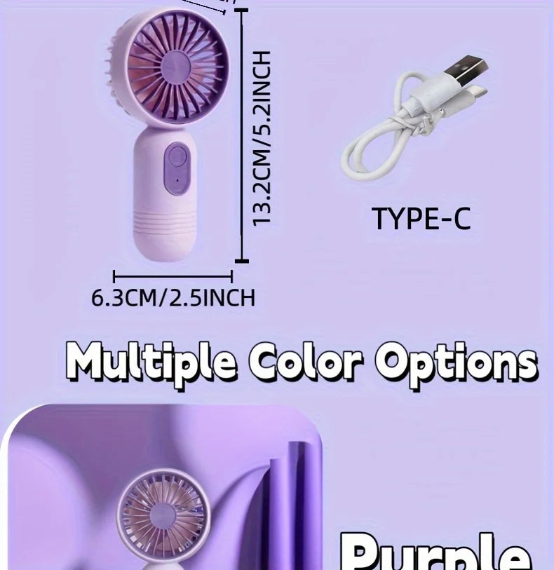USB Mini Rechargeable Portable Fan with 3 Speeds, Handheld Fan for Gift Choice, Perfect For Office, Outdoor, Travel, Camping - Ravar